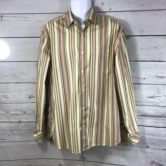 Express Men's Long Sleeve, Yellow Stripes - Picture 3 of 8